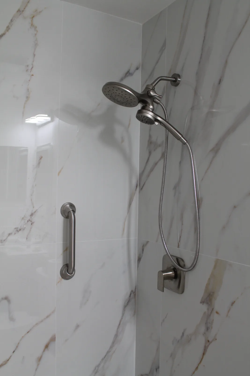 Tiled walk-in shower under construction in Fort Myers